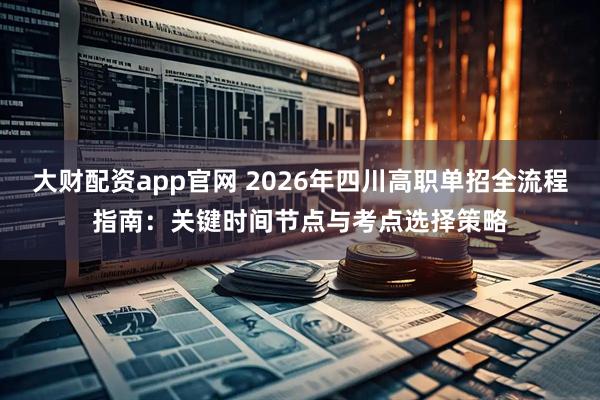 大财配资app官网 2026年四川高职单招全流程指南：关键时间节点与考点选择策略