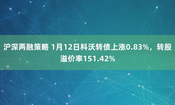 沪深两融策略 1月12日科沃转债上涨0.83%,转股溢价率151.42%